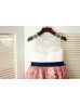 Ivory Satin Tulle Top Rose Pink Rosette Skirt Flower Girl Dress